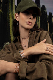 Adjustable Necklace with Paved Arched Pendant