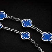 Blue Clover Stone Necklace (Silver)
