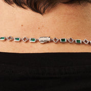 Green Gemstone Clover Necklace (Silver)