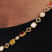 Iced Gemstone Necklace (Gold)