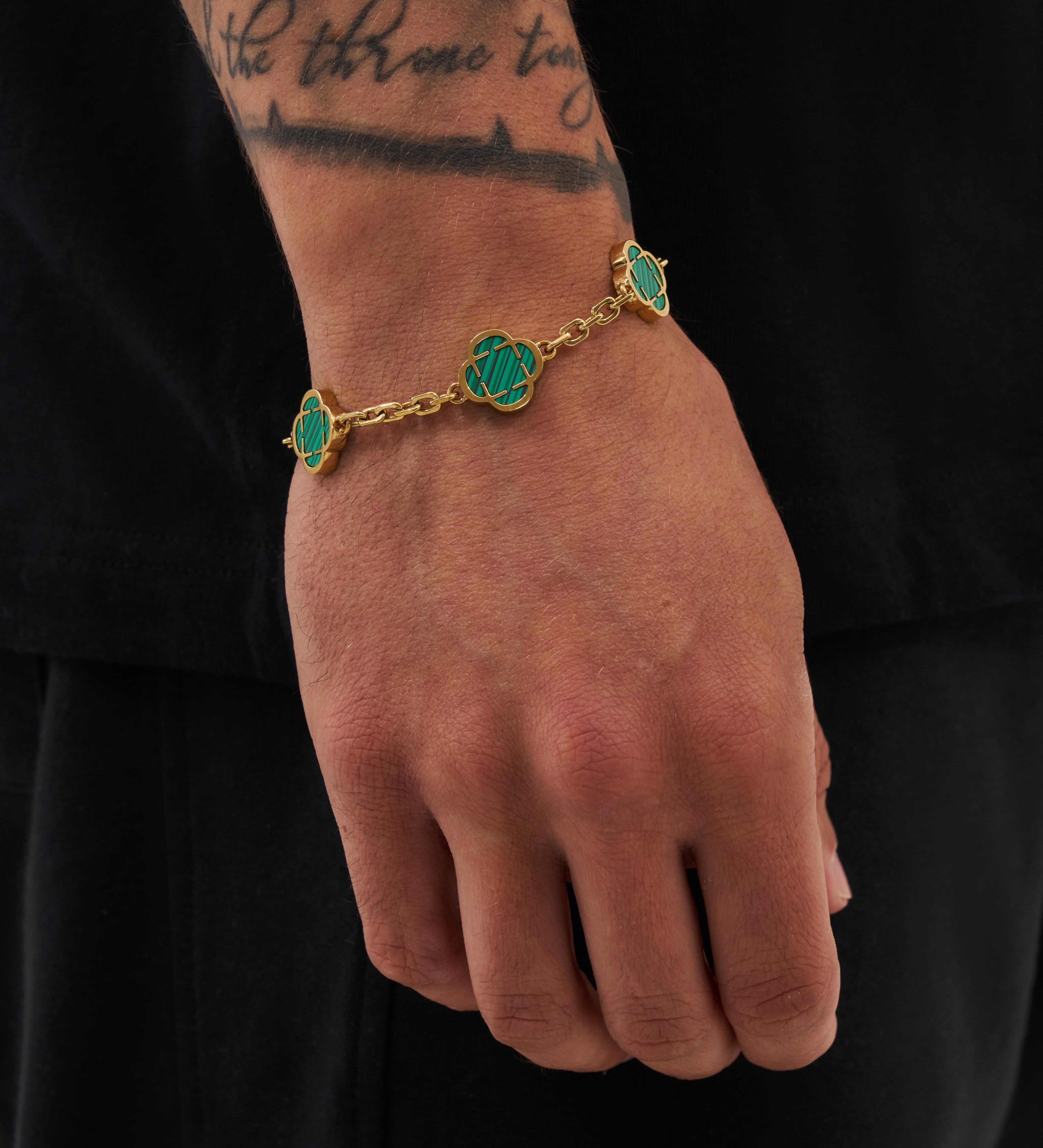Malachite-Clover-Stone-Bracelet-Gold-2.jpg