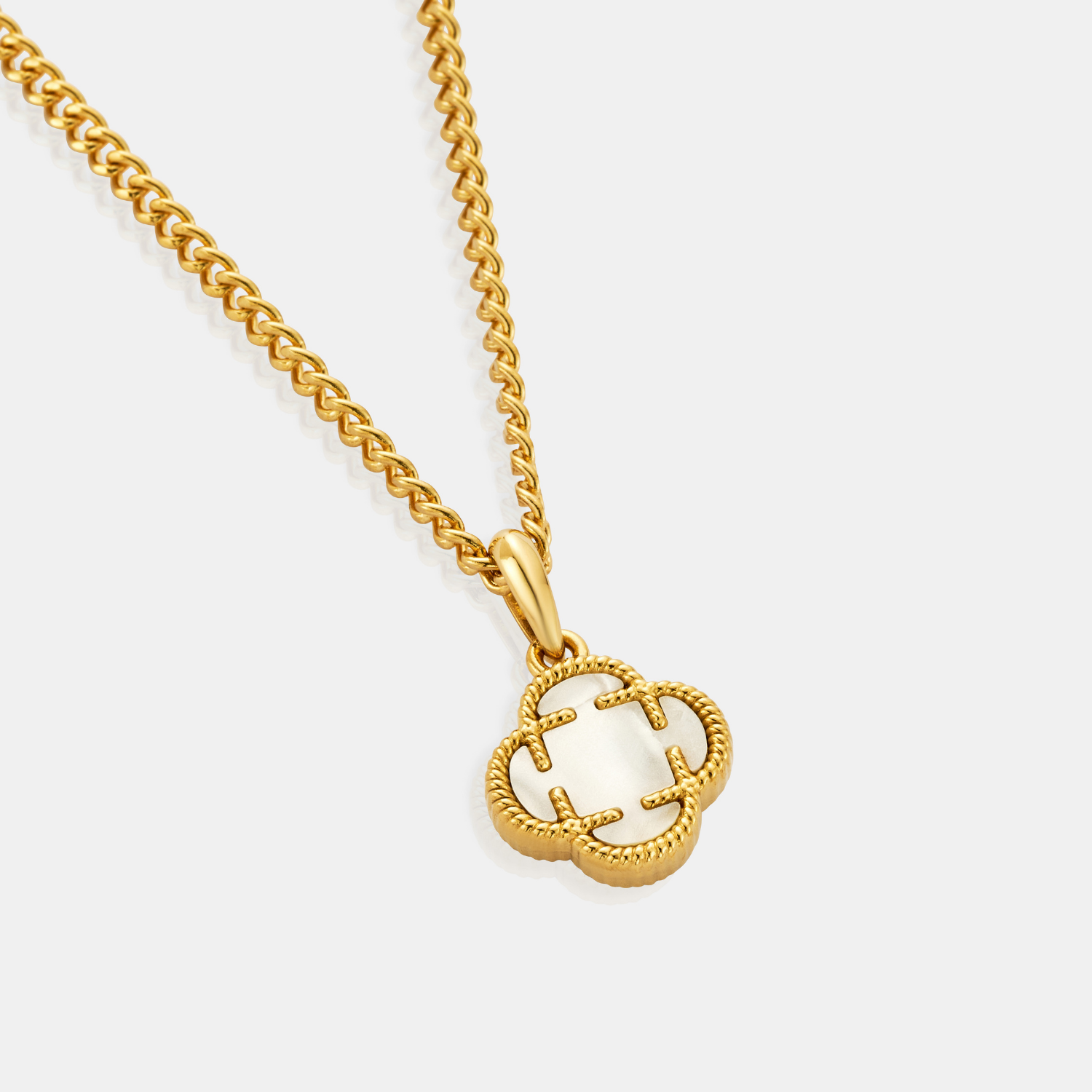 White Clover Stone Pendant (Gold)