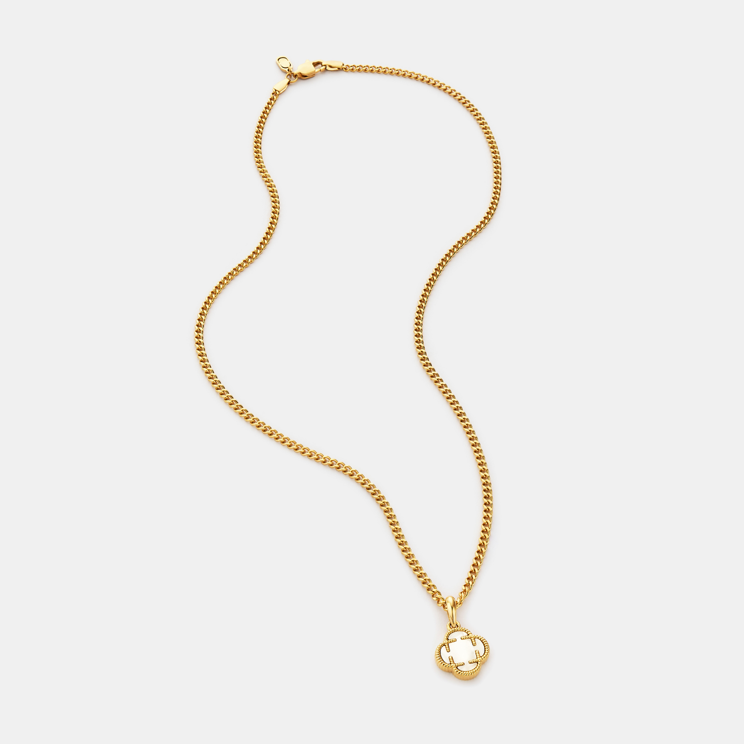 White Clover Stone Pendant (Gold)