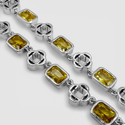 Yellow Gemstone Clover Necklace (Silver)
